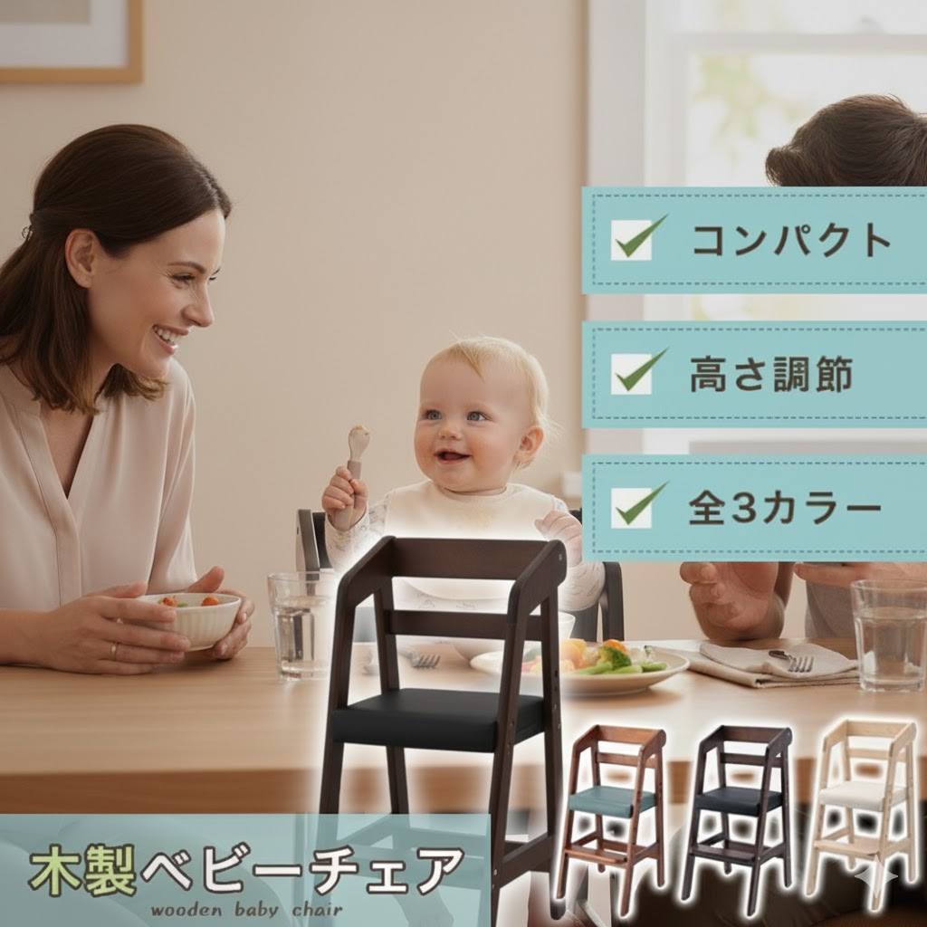【軽くてシンプルでとても可愛い！】ベビーチェア ハイチェアー おしゃれ 北欧 木製 PVC 足置き 高さ調整 テーブルなし キッズチェア ダイニングチェア グローアップチェア ハイタイプ 子供用 チャイルドチェアー 食事 子供椅子 こども ナチュラル ブラウン 新生活 人気