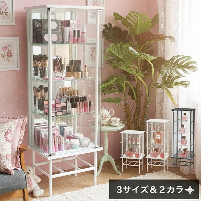 楽天市場】収納家具 ガラスコレクションケース 4段 背面ミラー付き