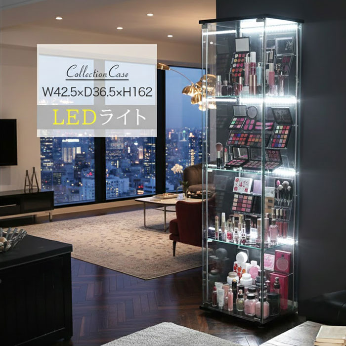 楽天市場】不二貿易 コレクションケース led LED ガラス製 4段 幅40cm