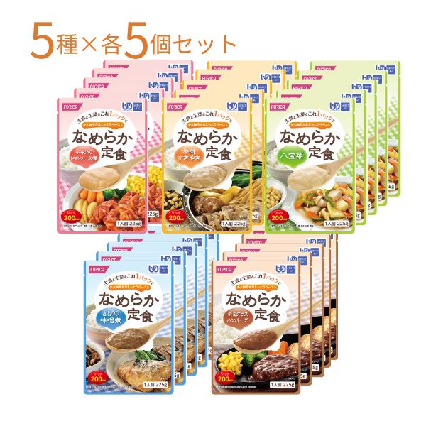 【マラソン限定P2倍】介護食 ペースト セット ホリカフーズ 区分4 なめらか定食 5種×各5個セット かまなくてよい おためし 介護用品 流動食 ペースト食 ムース 嚥下食 やわらか食 柔らかい お試しセット ミキサー食 やわらか食 常温保存 おいしい