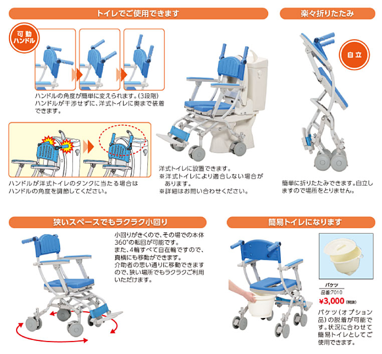 メーカー再生品】 法人様限定 代引き不可 シャトレチェアC 4輪自在タイプ 穴無しシート STR6201 ウチヱ お風呂 椅子 浴用 シャワーキャリー  折りたたみ 介護用品 fucoa.cl