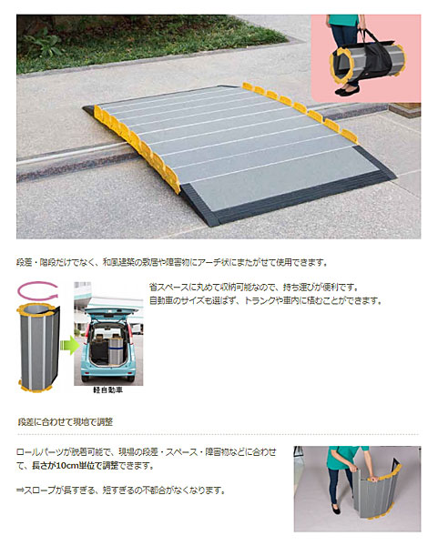 デウス エクスマキナ シコク 車いす用スロープ 段ない・ス ロールタイプ ／630-150 長さ150cm 通販