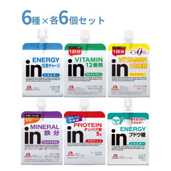 【マラソン限定P2倍】inゼリー 6種×6個 セット お試し 森永製菓 熱中症対策 ゼリー 介護食 食欲不振 高齢者 栄養補助食品 プレゼント ギフト 水分補給