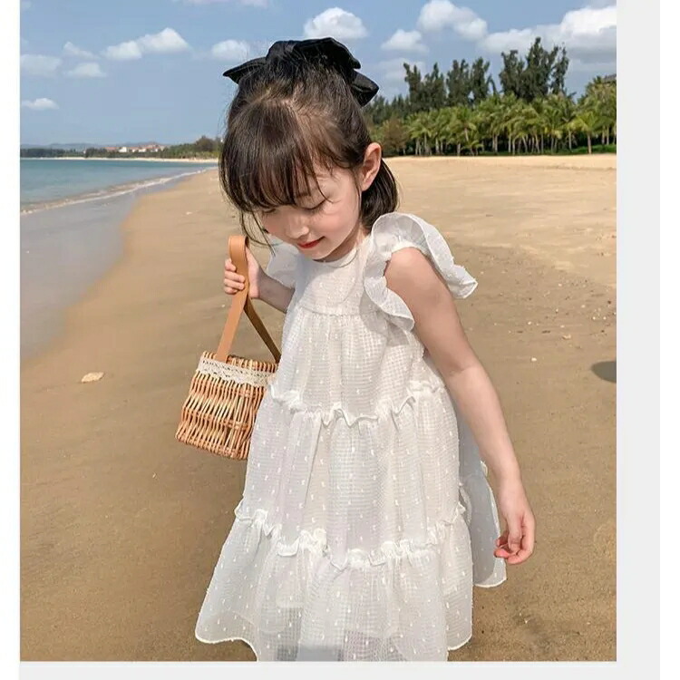 ワンピース キッズ プチプラワンピース 女児 夏 フリル 女の子 ベビー スリーブ シフォン ふわふわ 無地 ガールズ