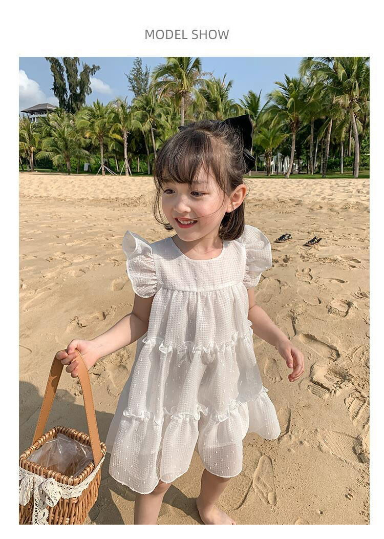 ワンピース キッズ プチプラワンピース 女児 夏 フリル 女の子 ベビー スリーブ シフォン ふわふわ 無地 ガールズ