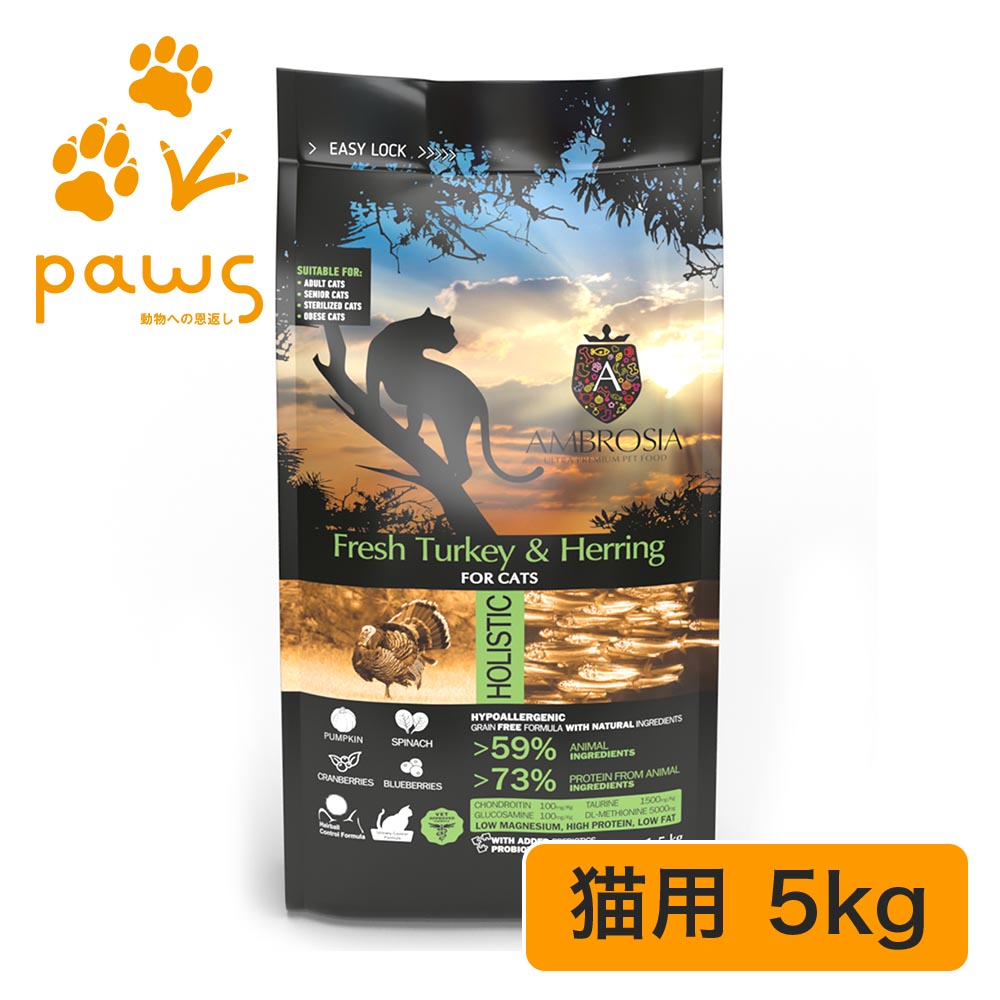 アンブロシア キャットターキー＆ヘリング 5kg｜PAWS