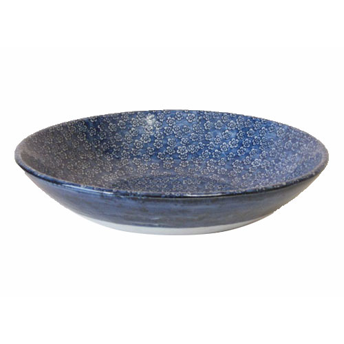 濃梅 （だみうめ） 平浅 大鉢 （28.0cm)盛鉢 染付 浅鉢 国産 美濃焼