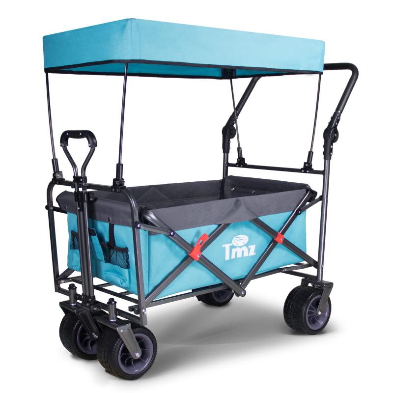 ＴＭＺ アウトドア用キャリーカート 折りたたみ式 アウトドアワゴン 屋根付き 大容量 耐荷重120kg 組み立て不要 ワイルド マルチキャリー