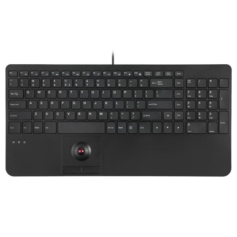 Perixx PERIBOARD-538 US 有線パウダーコンパクトUSB鍵盤 トラックボール付き添い人 - Xタイプシザーキー - 15.63x7.8x1.46in (397x198x37粍) - USBこしき2個内蔵 - 黒いこと