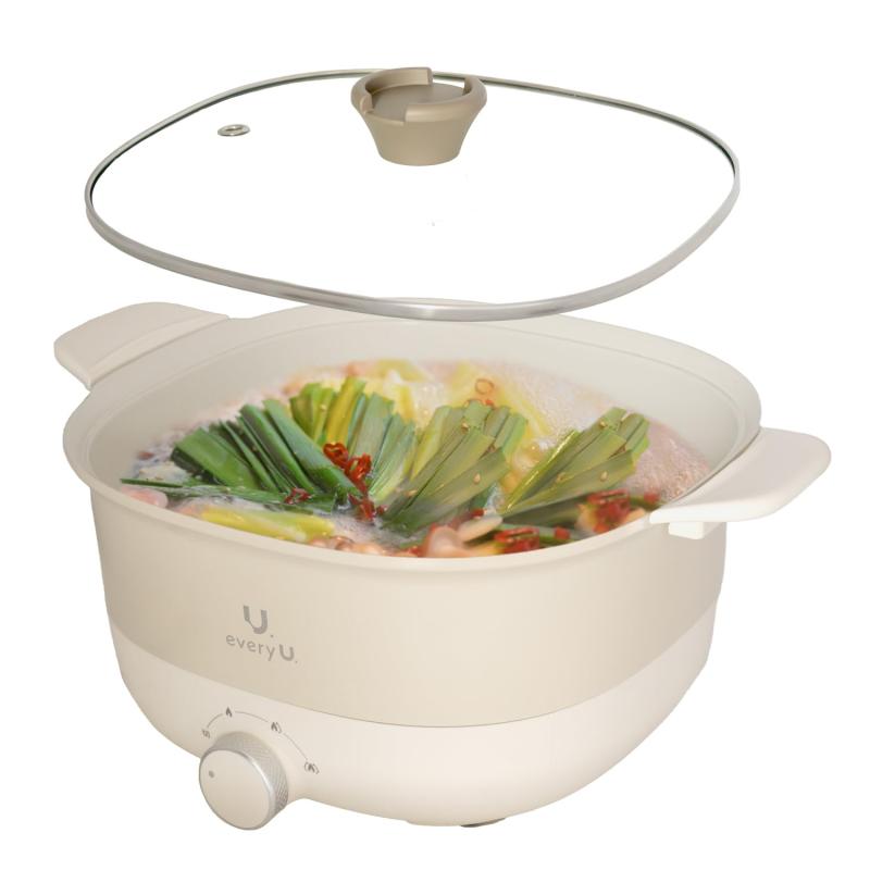 楽天市場】every U. 電気鍋 4L 蒸し器付 多機能 温度調整5段階