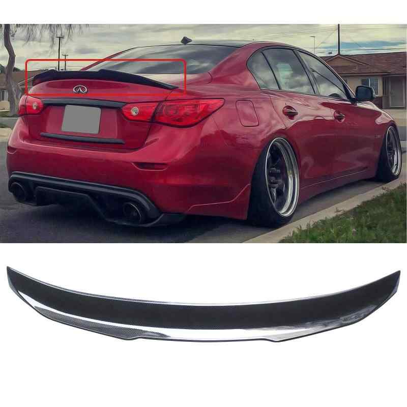 CARIG リアスポイラー インフィニティ INFINITY Q50 Q50S / 日産 スカイライン V37 2014-2024 PSM型 新型 カーボン調 塗装済み リアウイング ABS製 スポーツ感 トランクスポイラー リアアンダースポイラ