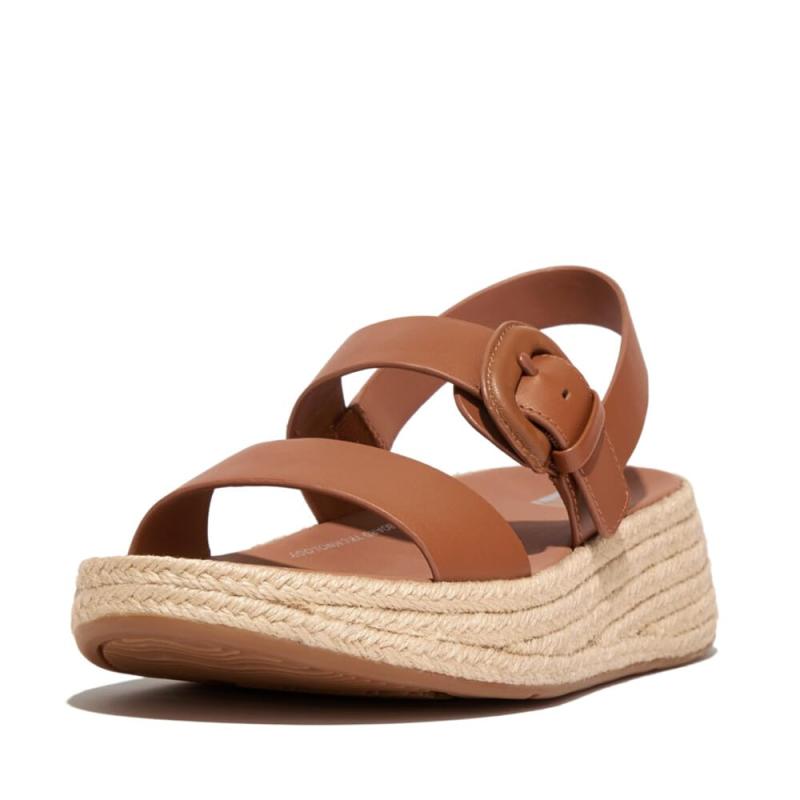 [フィットフロップ] サンダル F-MODE ESPADRILLE BUCKLE LEATHER FLATFORM SANDALS レディース