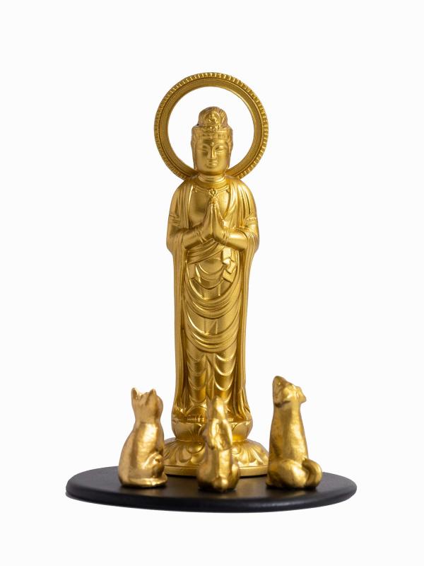 仏像 愛玩動物観音菩薩 7.7糎（金色） ＿『毛の荒物防御すること・愛玩動物供養』 高丘銅器(Ｐかんのん/S)