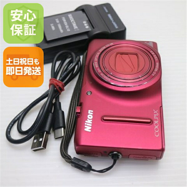 【中古】 超美品 COOLPIX S9500 ヴェルヴェットレッド 楽になること引きうける 即日送りとどける ディジカメ Nikon 本体 週末祝送りとどける聞き入れる