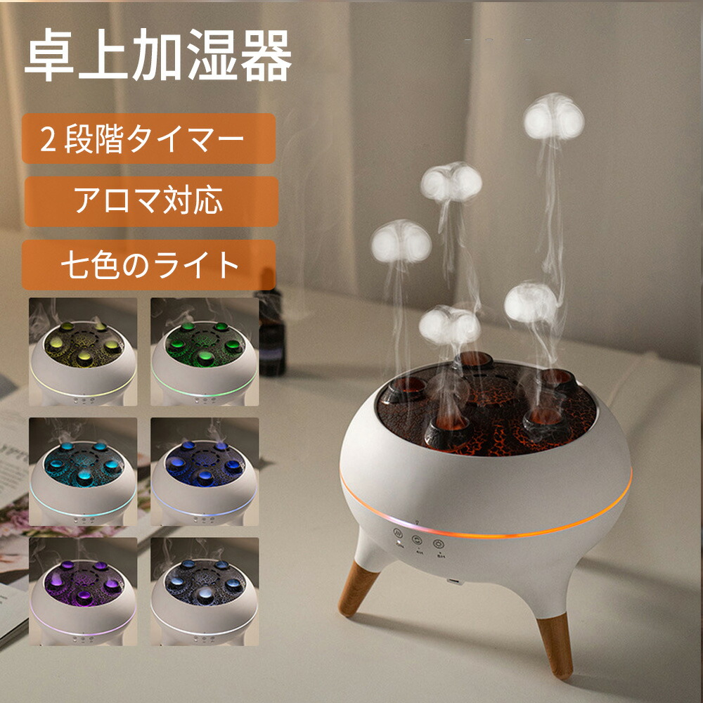 【2026最新型】加湿器 小型 250ML容量 超音波式 加湿機 卓上 アロマ加湿器 クラゲ 空気清浄 20~40畳 おしゃれ デュアル霧 除菌 抗菌 強力加湿 保湿 乾燥 花粉 静音 節電 省エネ 乾燥防止 オフィス 事務所 幼稚園 家庭用 業務用 寝室 子供部屋 乾燥対策 送料無料 PSE認証