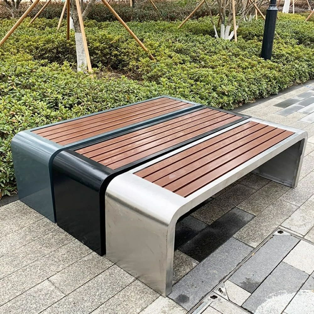 中庭苑地 室外涼み台、耐候性防食雨合羽、鋳鉄一こまと可塑性物質製木製腰かけの境界線の外側、300kgに耐える物ごとができます 防