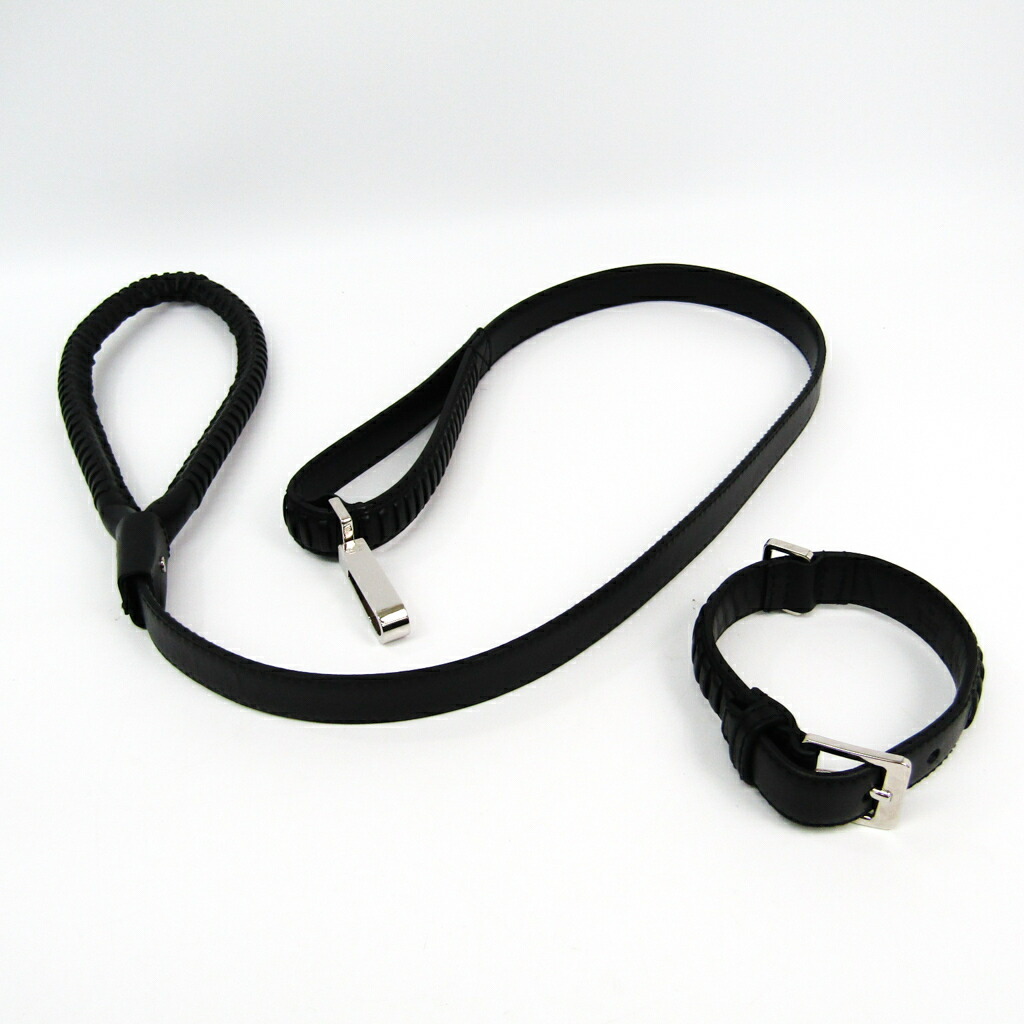 Gucci (Gucci) dog collar \u0026 lead set leather black 115272