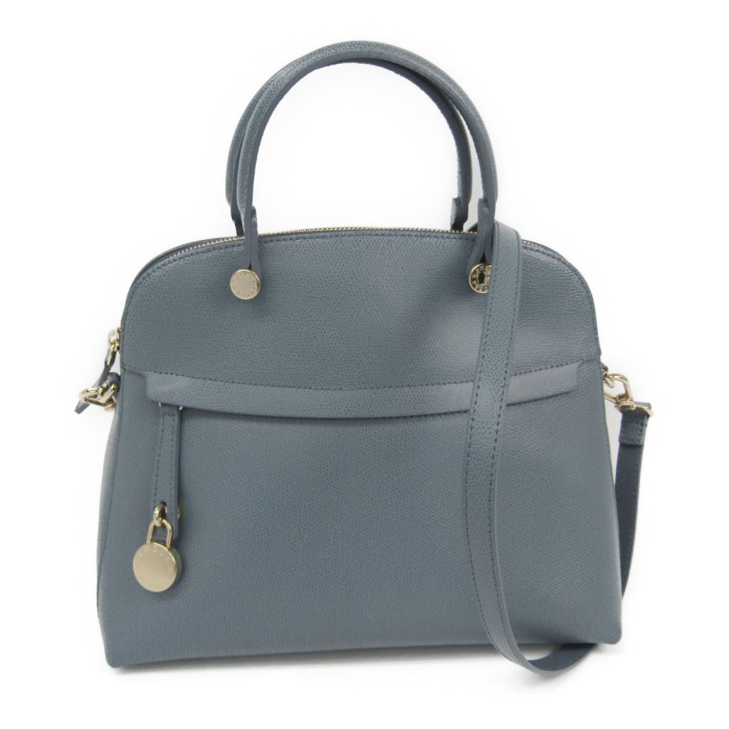 Full Lah Furla Piper M Lady S Leather Handbag Light Blue Gray Full Lah Furla Piper M Lady S Leather Handbag Light Blue Gray