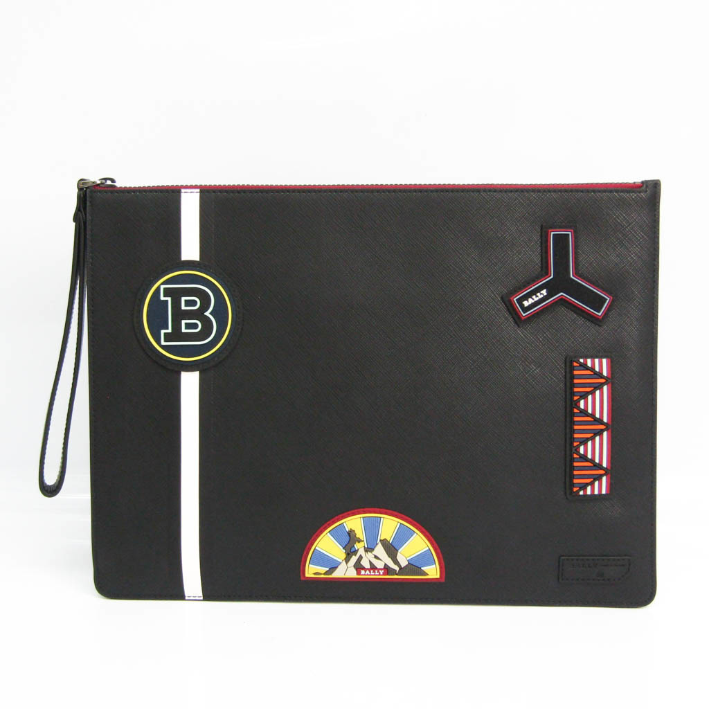 バリー Bally ロゴ ワッペン イラスト イラスト メンズ レザー Pvc クラッチバッグ セカンドバッグ クラッチバッグ ブラック マルチカラー 中古 Pvc Elady