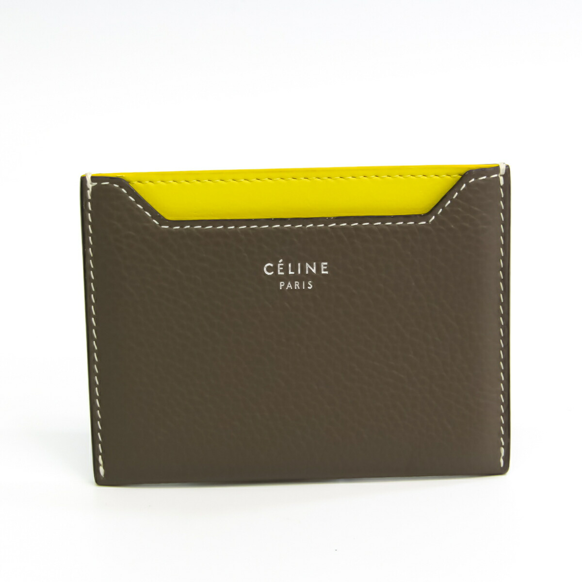 セリーヌ Celine カーキ,イエロー カードケース レザー 優先配送 レザー
