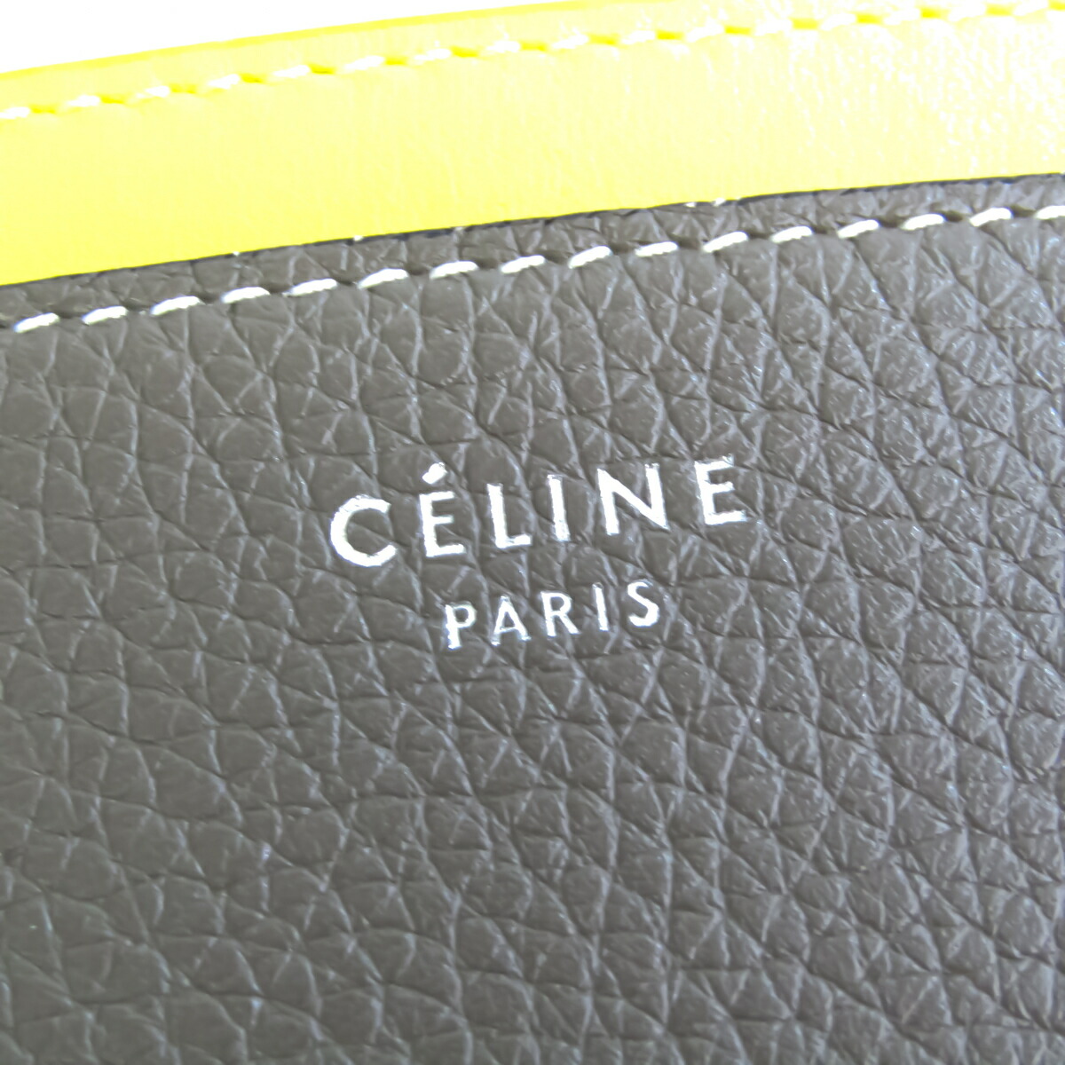 セリーヌ Celine カーキ,イエロー カードケース レザー 優先配送 レザー