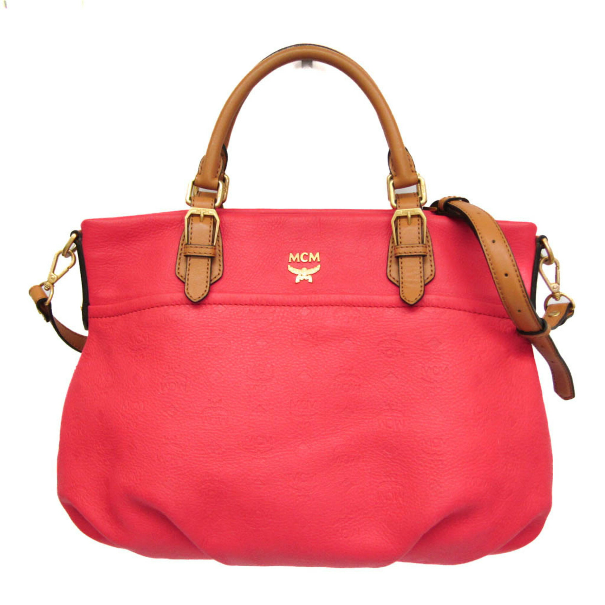 エムシーエム(MCM) MWT2AIE65PK001 レディース レザー ハンドバッグ,ショルダーバッグ ブラウン,ピンク【中古】