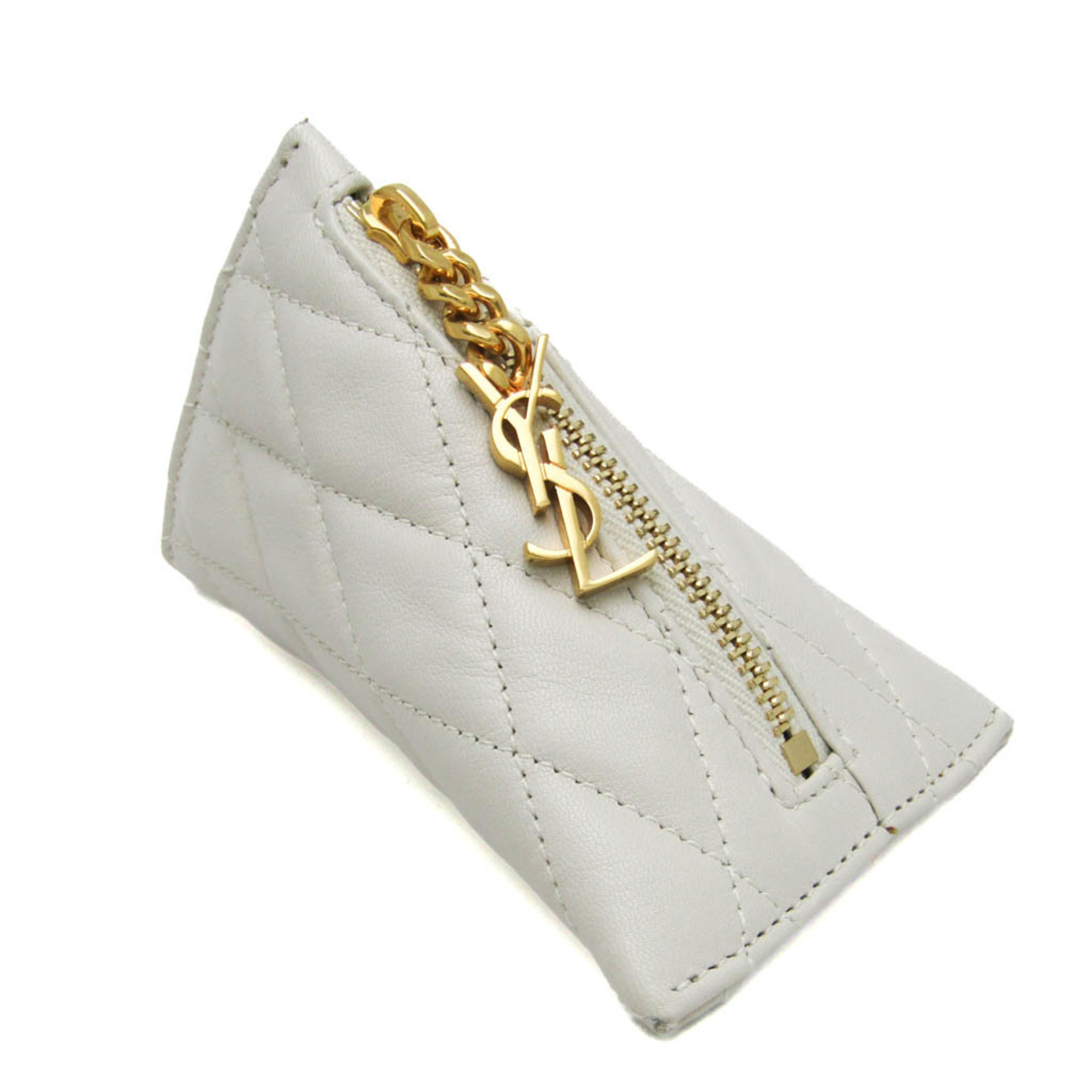 サン・ローラン(Saint Laurent) キルティング 669925 レディース レザー 小銭入れ・コインケース オフホワイト【中古】