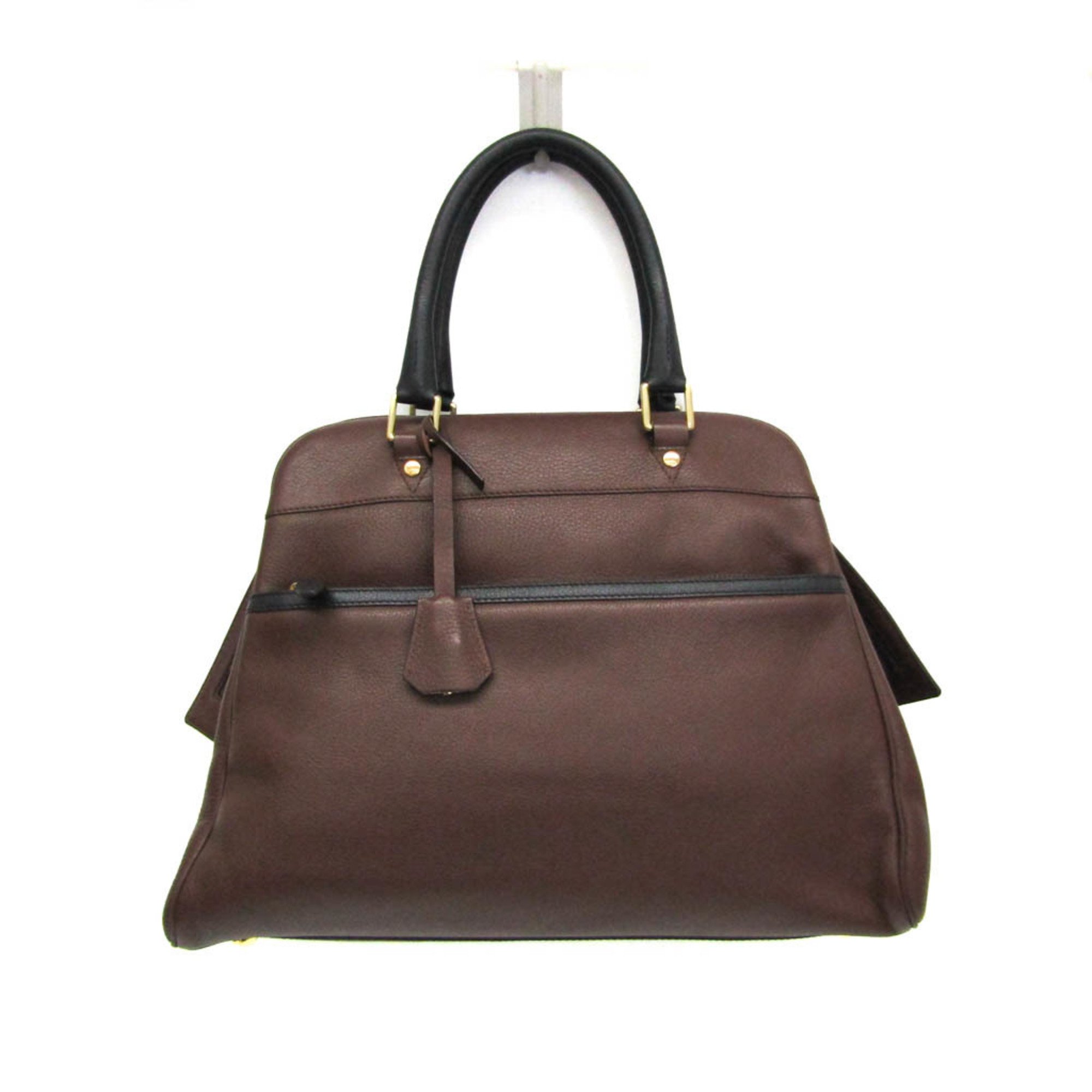 ジェイアンドエムデヴィッドソン(J\u0026M Davidson) レディース レザー トートバッグ ダークブラウン,ネイビー【中古】