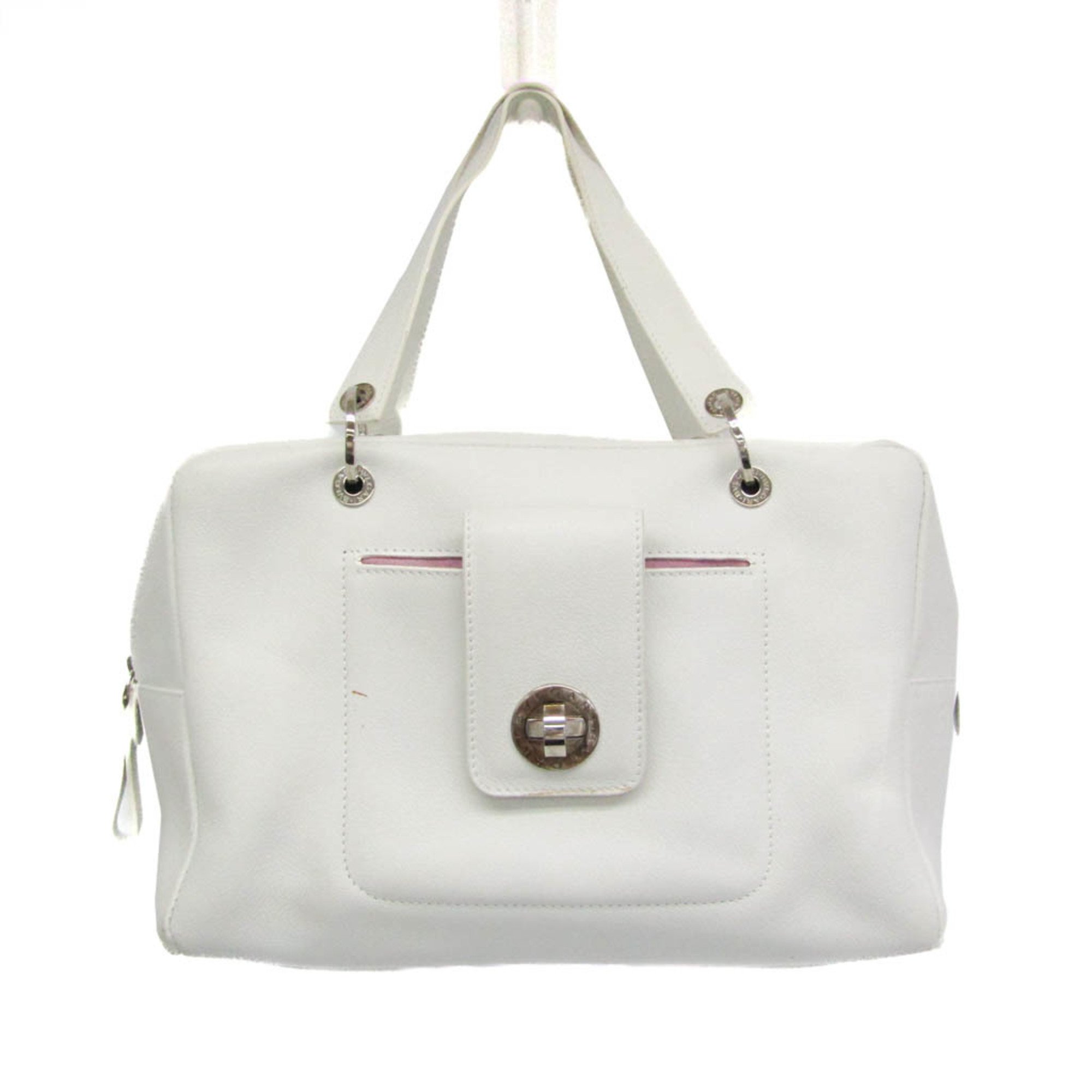 ブルガリ(Bvlgari) ブルガリブルガリ レディース レザー ハンドバッグ ホワイト【中古】