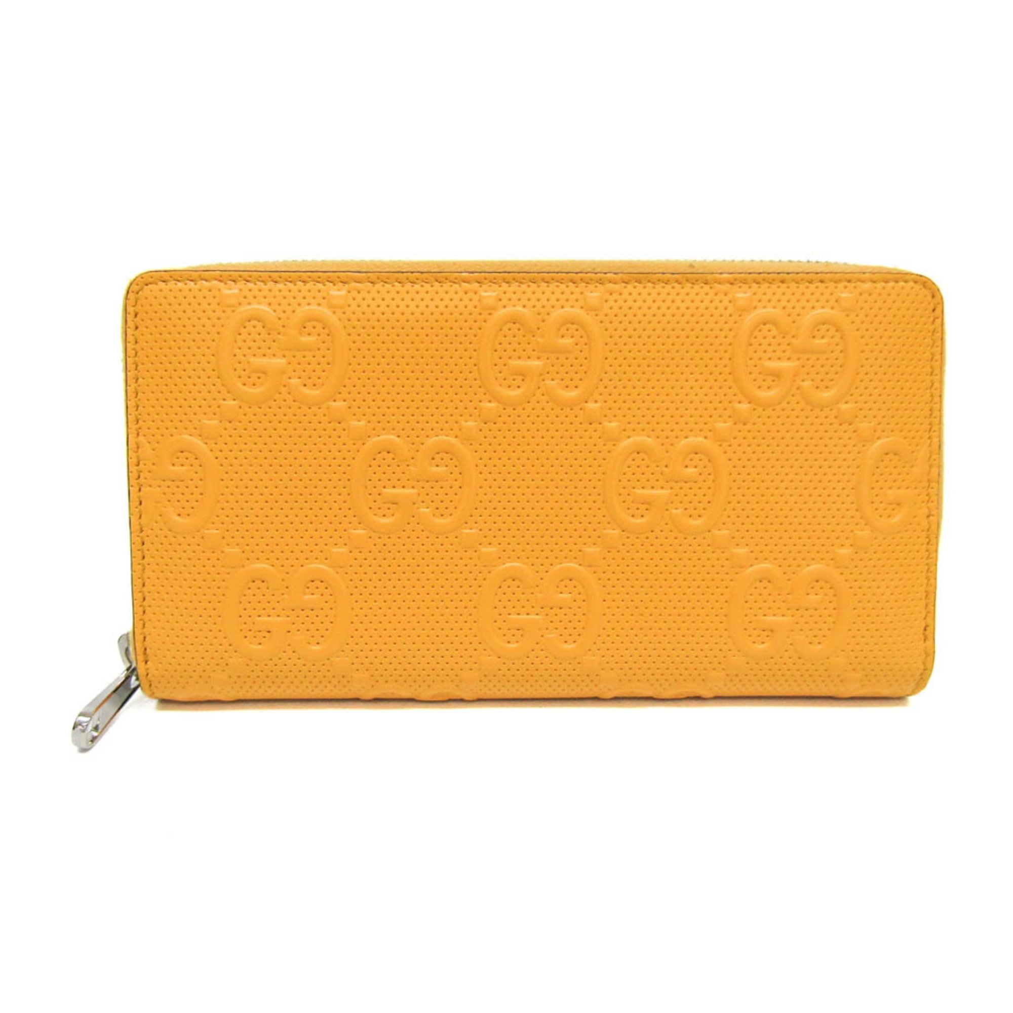 グッチ(Gucci) GGエンボス 625558 メンズ,レディース レザー 長財布(二つ折り) イエロー【中古】
