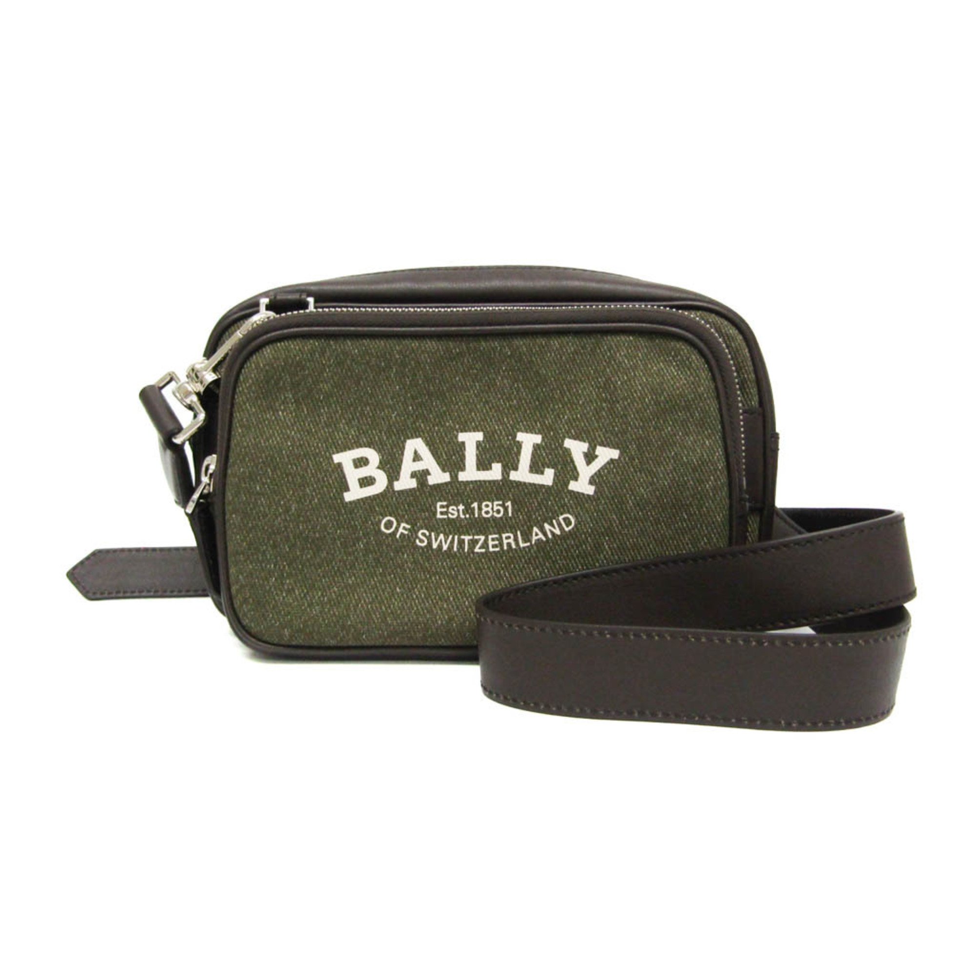 バリー(Bally) CHADD.NA 6238717 レディース,メンズ 帆布,なめし革 ショルダーバッグ 赤銅色,カーキ【中古】
