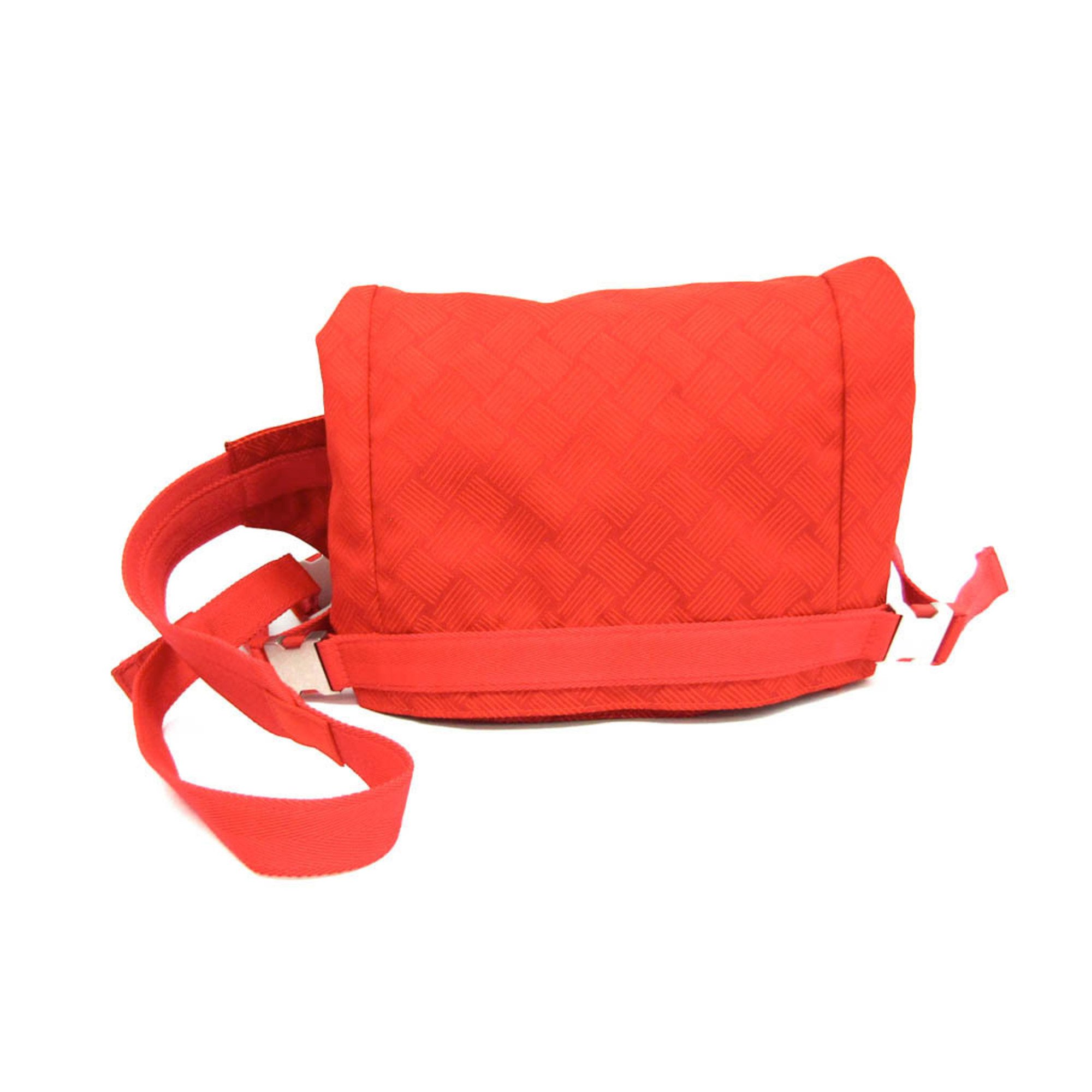 ボッテガ・ヴェネタ(Bottega Veneta) メンズ ナイロン ショルダーバッグ,ボディバッグ レッド【中古】