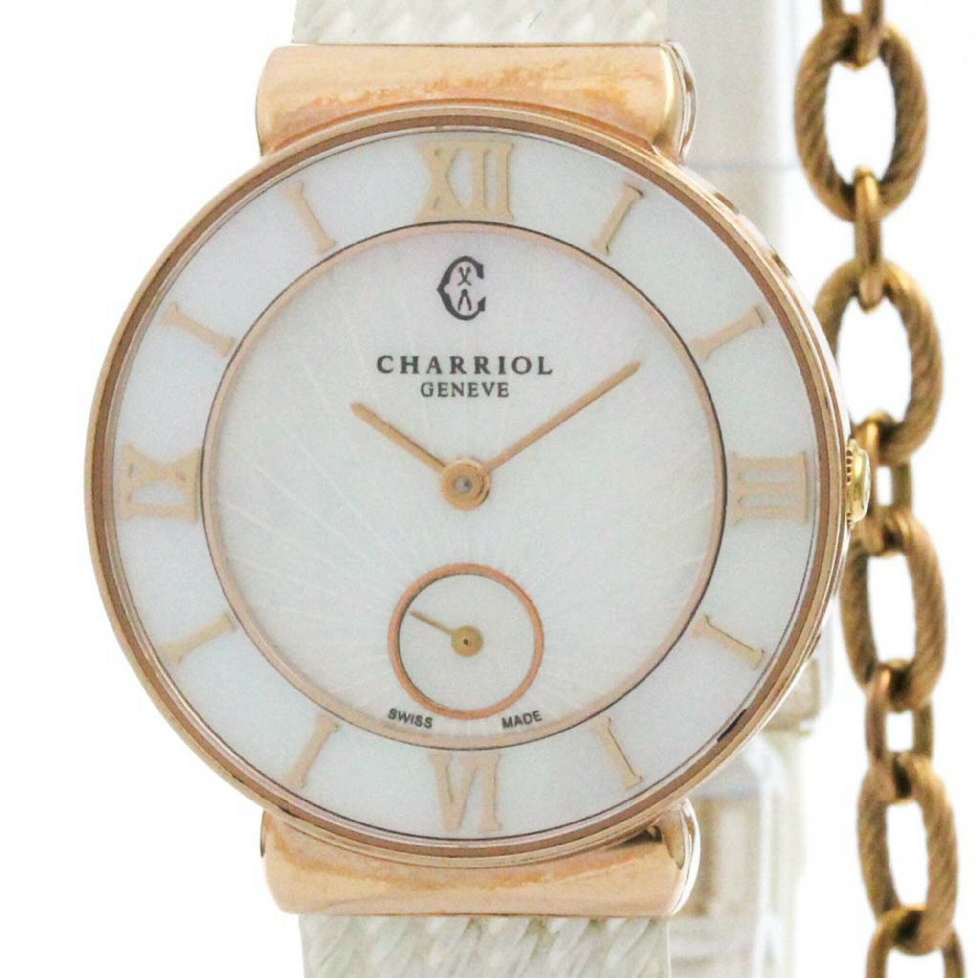 美品 シャリオール CHARRIOL サントロペ 12Pダイヤ 腕時計 F754 フィリップシャリオール サントロペ 12Pダイヤ×シェル
