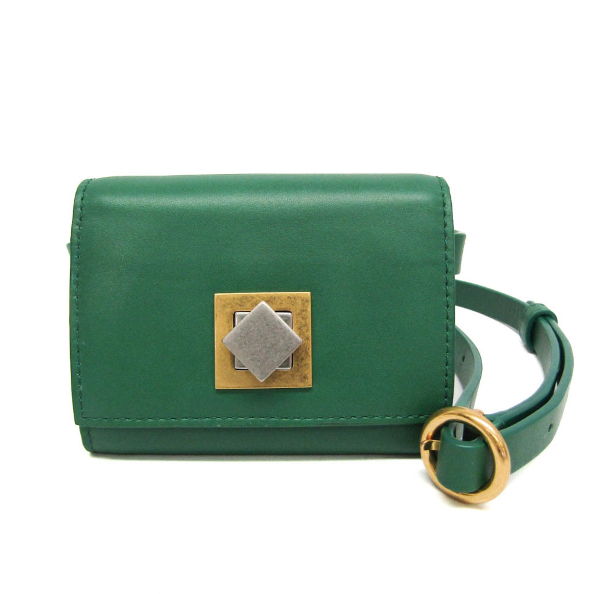 ボッテガ・ヴェネタ(Bottega Veneta) ミニ ベルトバッグ 619069 VMAU1 3167 レディース レザー ショルダーバッグ グリーン【中古】