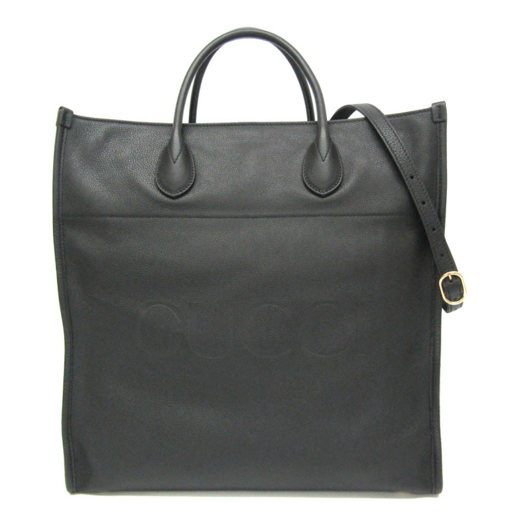 グッチ(Gucci) ロゴタイプ 並み並み 674850 レディース,メンズ なめし革 ショルダーバッグ,トートバッグ 黒いこと【中古】