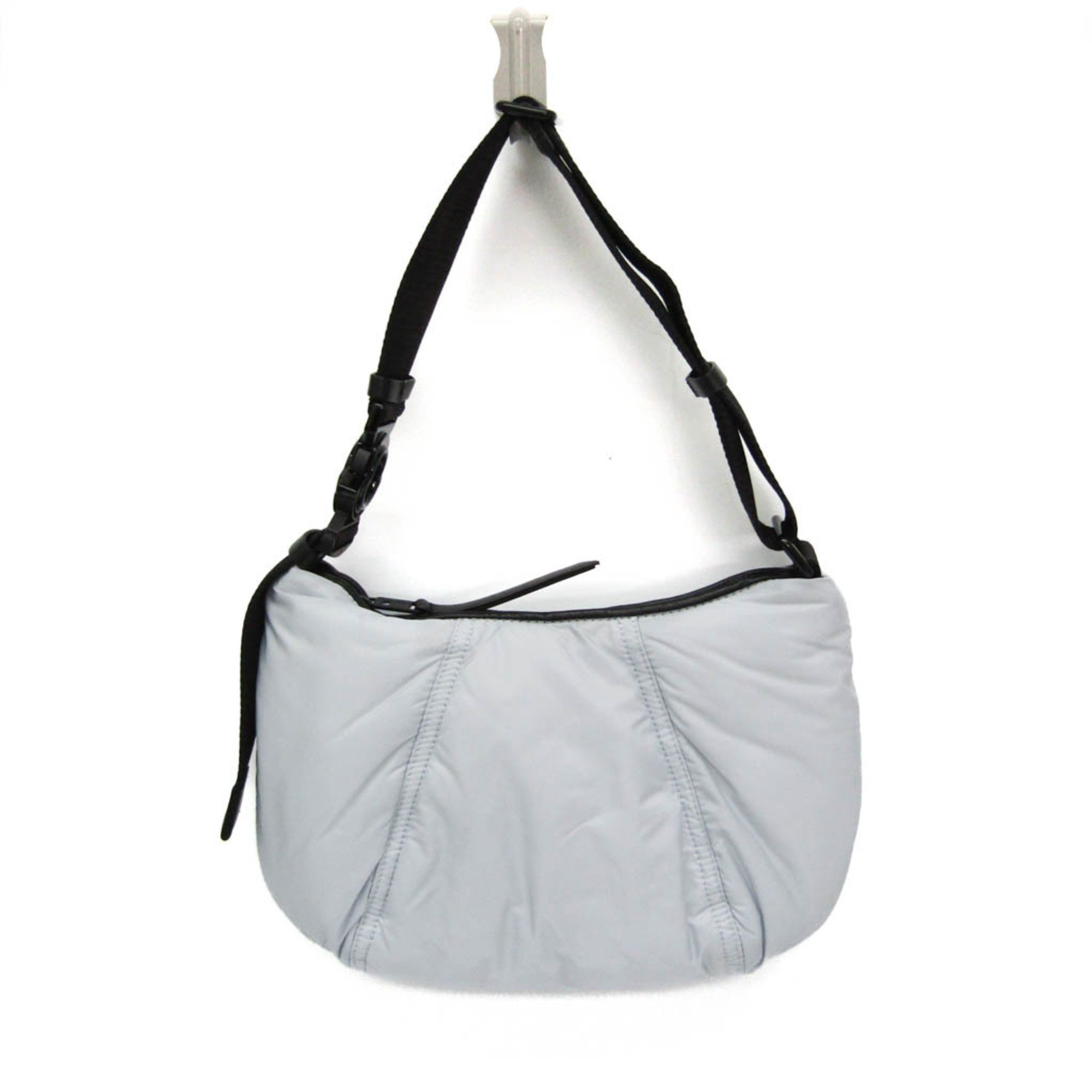モンクレール(Moncler) SPREAD HOBO SMALL H209B5C00001 レディース ナイロン,キャンバス ショルダーバッグ ブラック,ライトブルーグレー【中古】