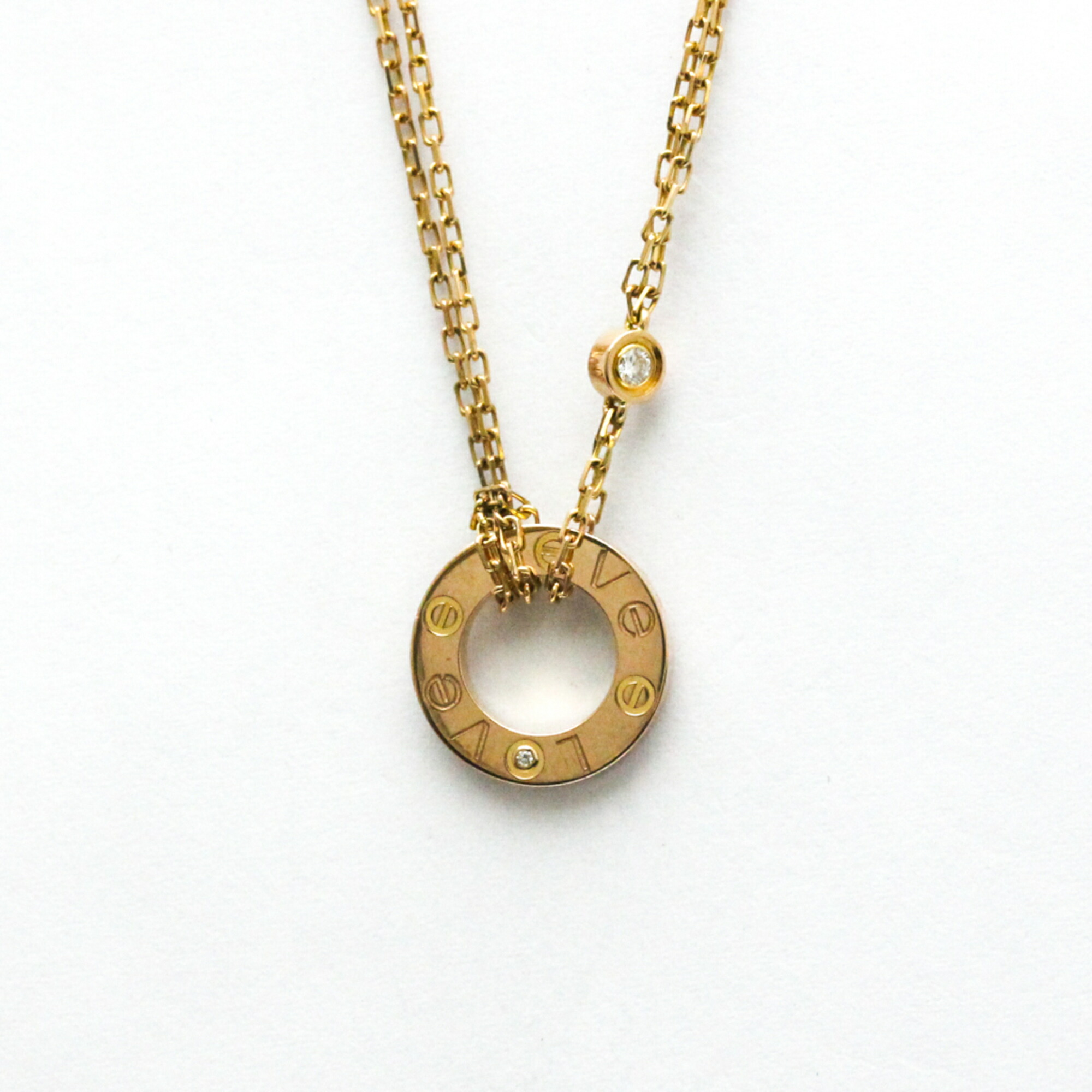 カルティエ　ネックレス　18金　ピンクゴールド　ダイヤ カルティエ Cartier ロゴ ドゥーブルC ピンクゴールド K18PG