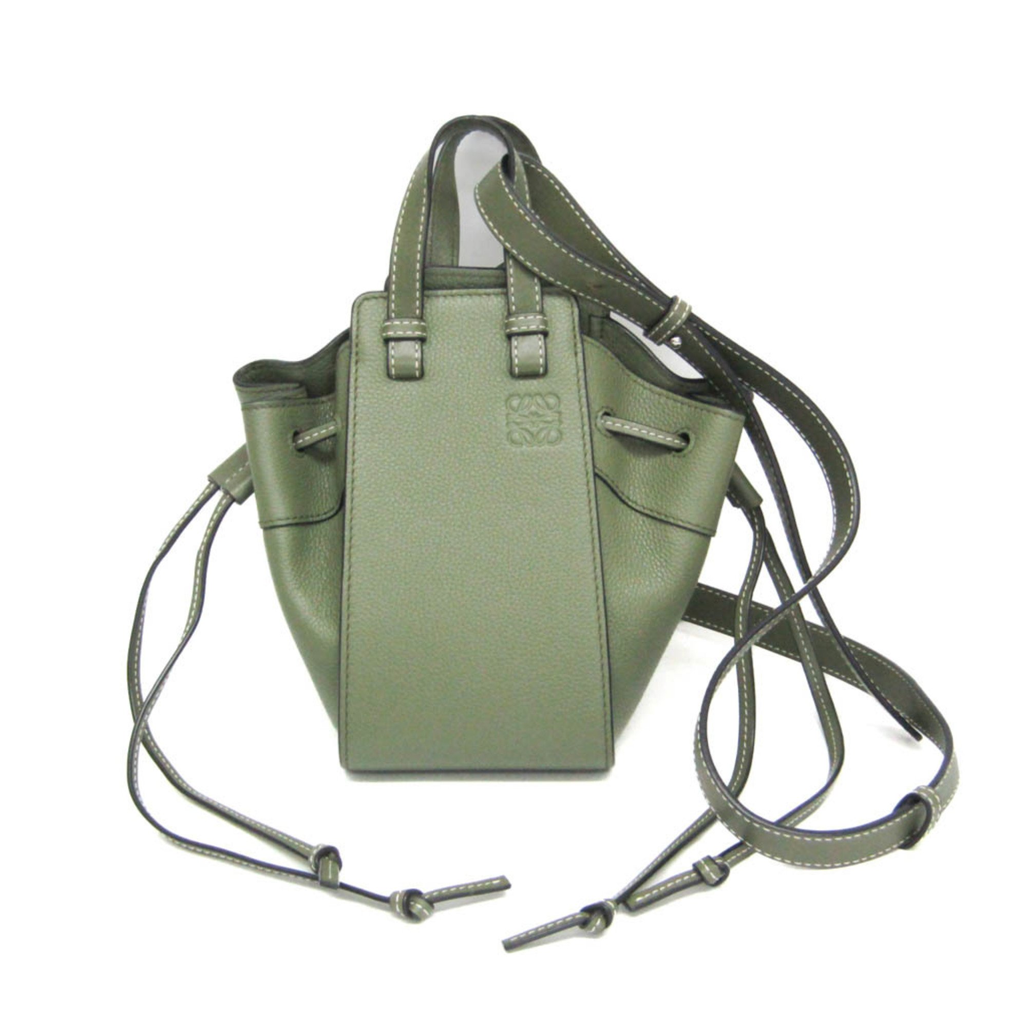 ロエベ(Loewe) ハンモック ドローストリングミニ レディース なめし革 ハンドバック,ショルダーバッグ 緑であること【中古】