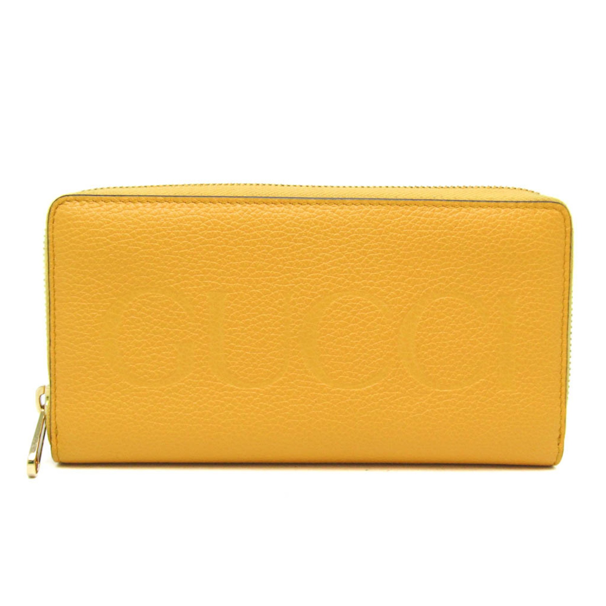 グッチ(Gucci) ロゴタイプ 658691 レディース,メンズ なめし革 長紙入れ（二つ折り） 黄色【中古】