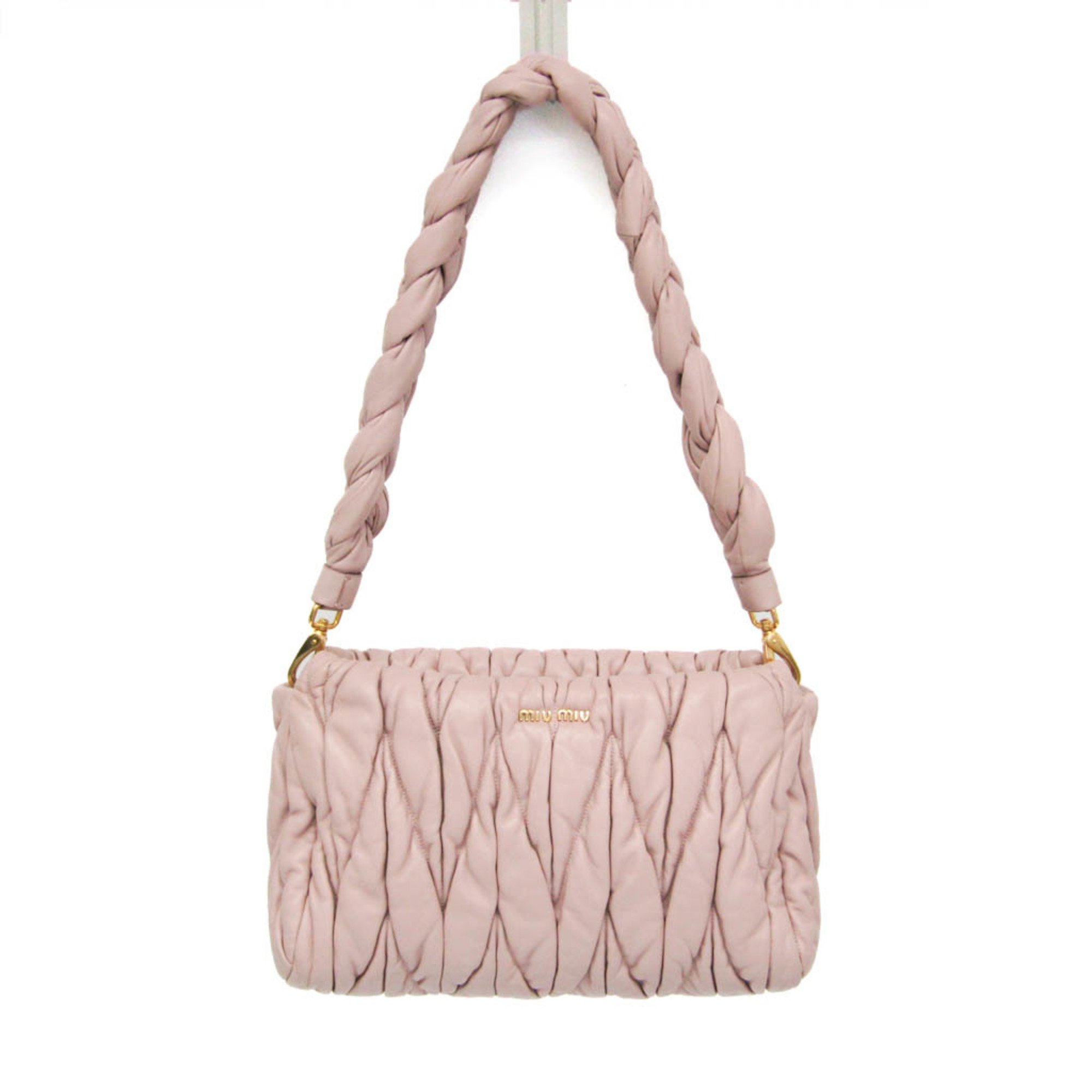 MIU MIU レザー プリーツバッグ ピンク ショルダーバッグ マテラッセ miu ミュウミュウ バッグ レディース マテラッセ チェーンショルダー