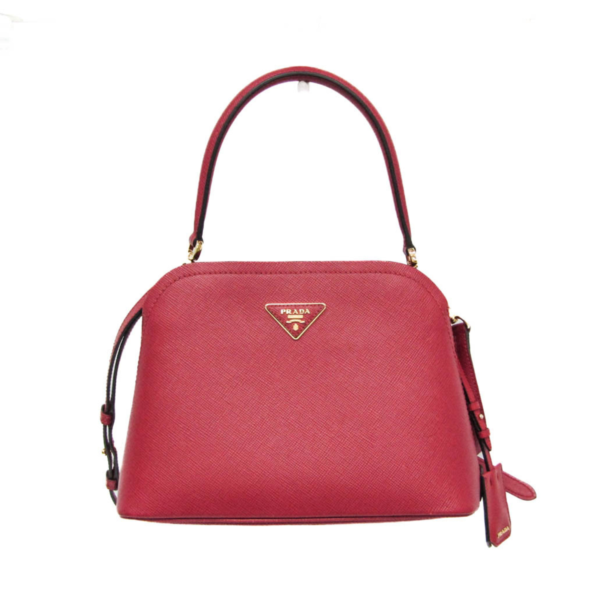 プラダ(Prada) サフィアーノ マチネ 1BA282 レディース レザー ハンドバッグ,ショルダーバッグ レッド【中古】|eLady