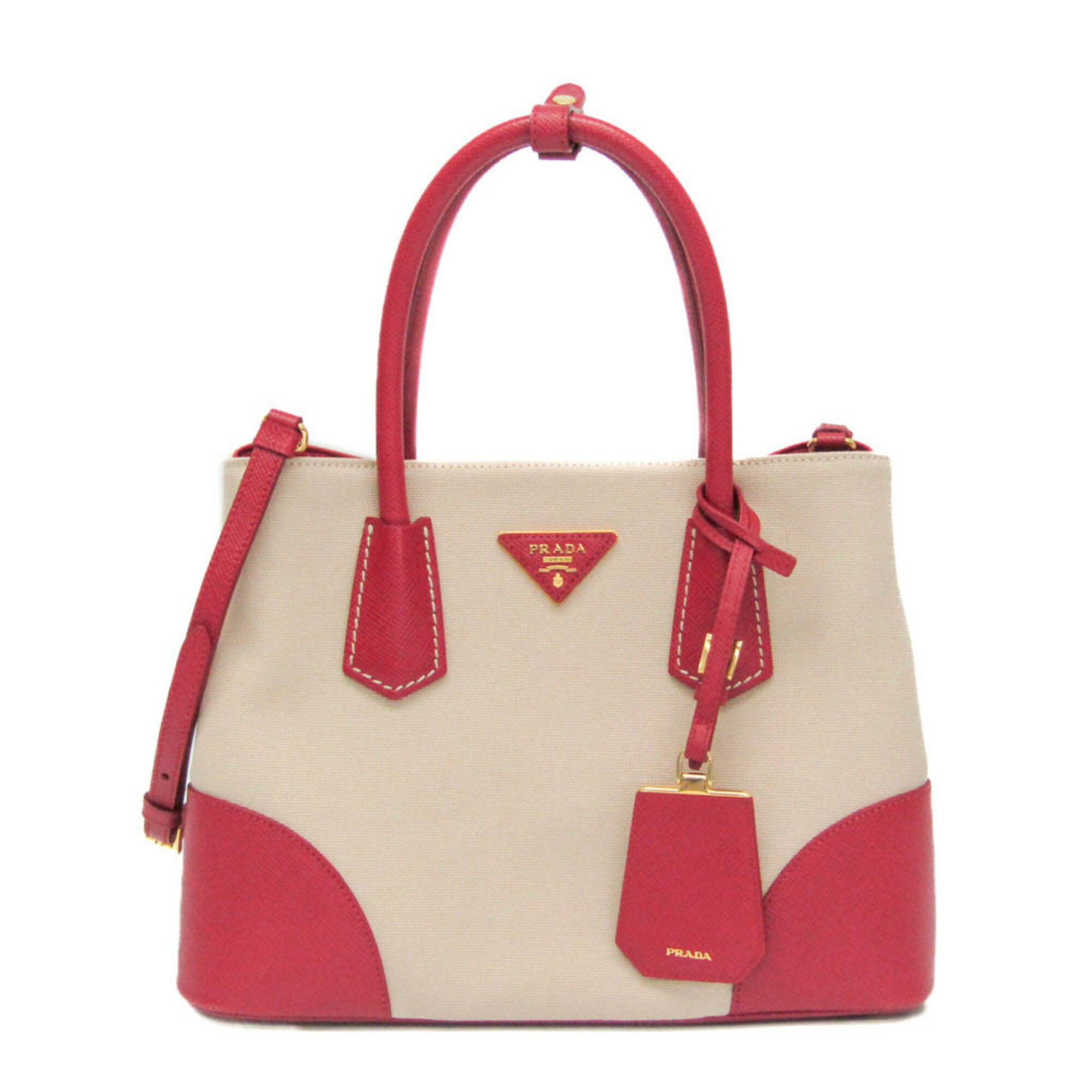 プラダ(Prada) BN2887 レディース レザー,キャンバス ハンドバッグ,ショルダーバッグ ベージュ,Fuoco(フオッコ)【中古】｜eLady