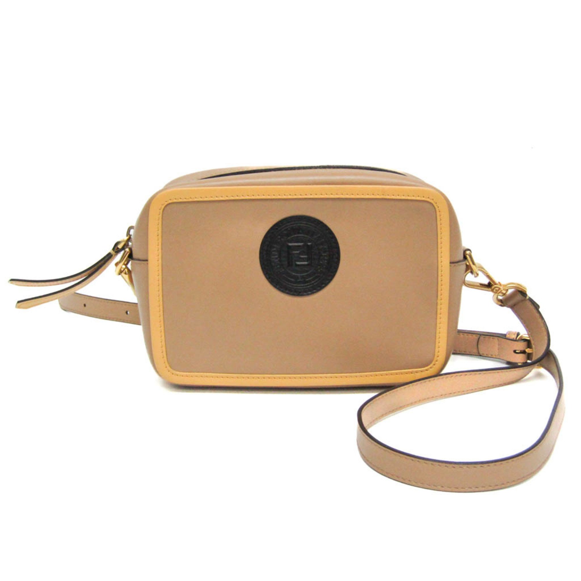 フェンディ(Fendi) ポシェットキャム 8BS019 レディース レザー ショルダーバッグ ベージュ,イエロー【中古】