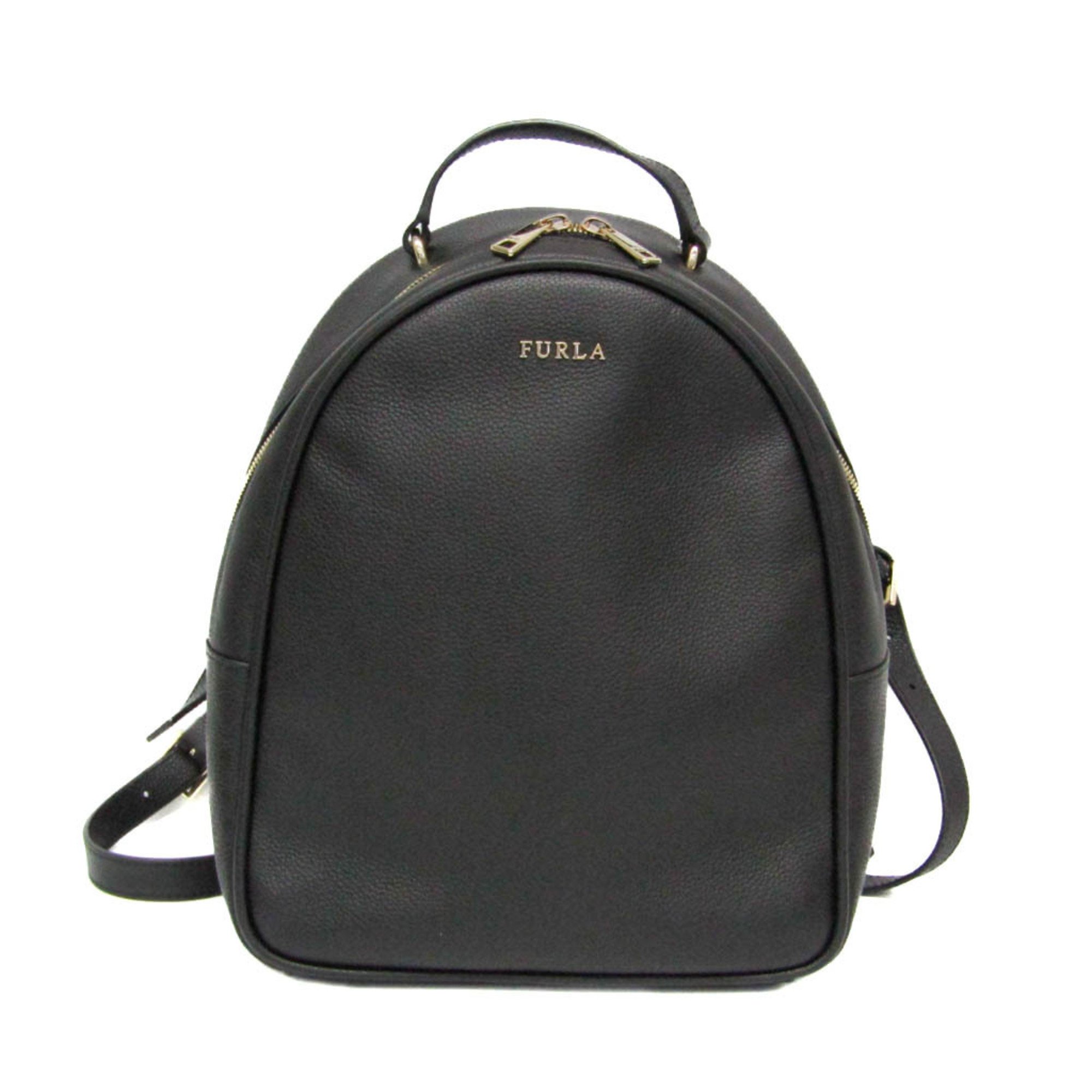 FURLA バックパック リュックサック レザー ダークグレー 中古 FURLA バックパック リュックサック レザー ダークグレー 中古