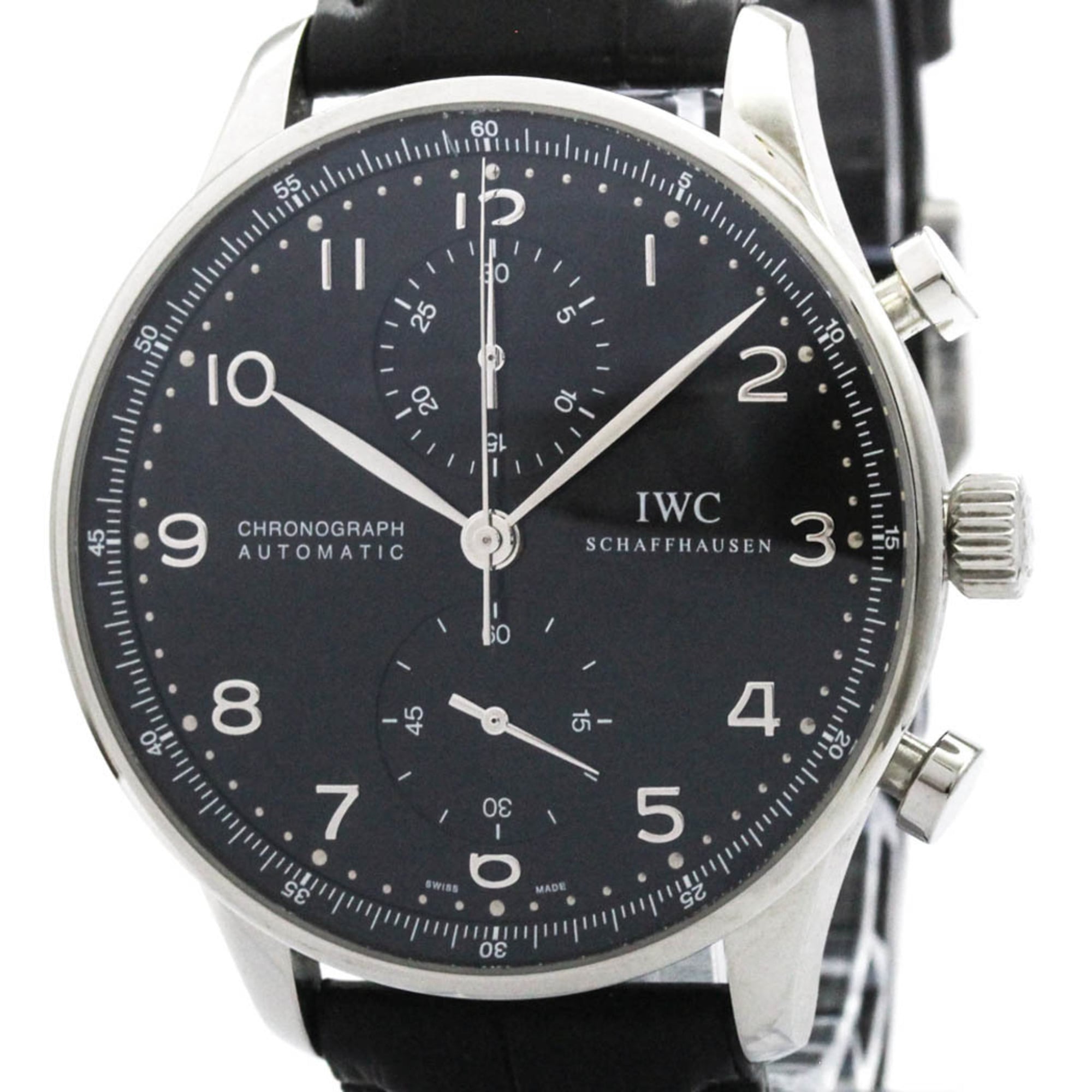 (IWC) ポルトギーゼ クロノグラフ ステンレススチール レザー 自動巻き メンズ 時計 IW371438 (外装仕上げ済み)【中古】