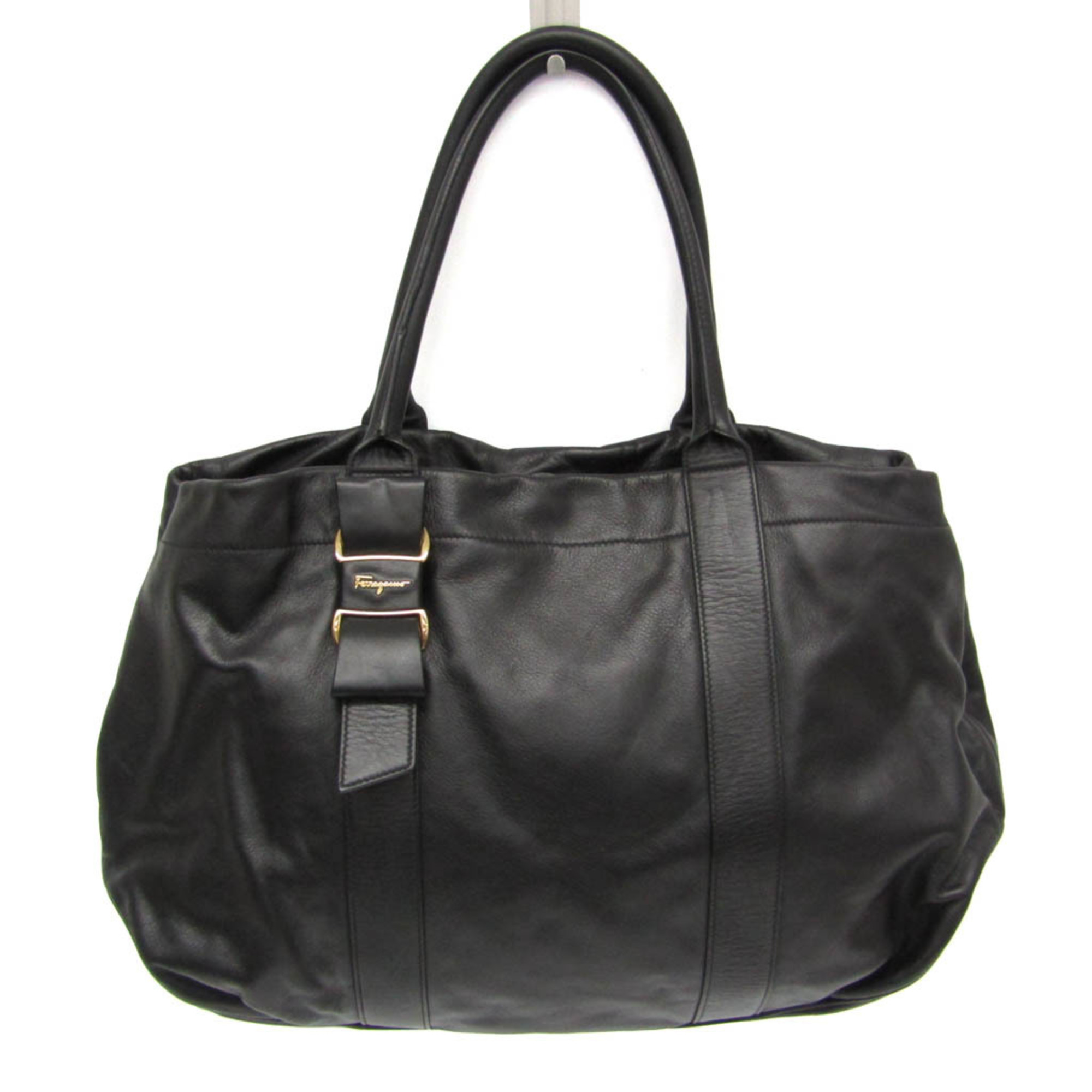 サルヴァトーレ・フェラガモ(Salvatore Ferragamo) GG-21D395 レディース レザー トートバッグ ブラック【中古】