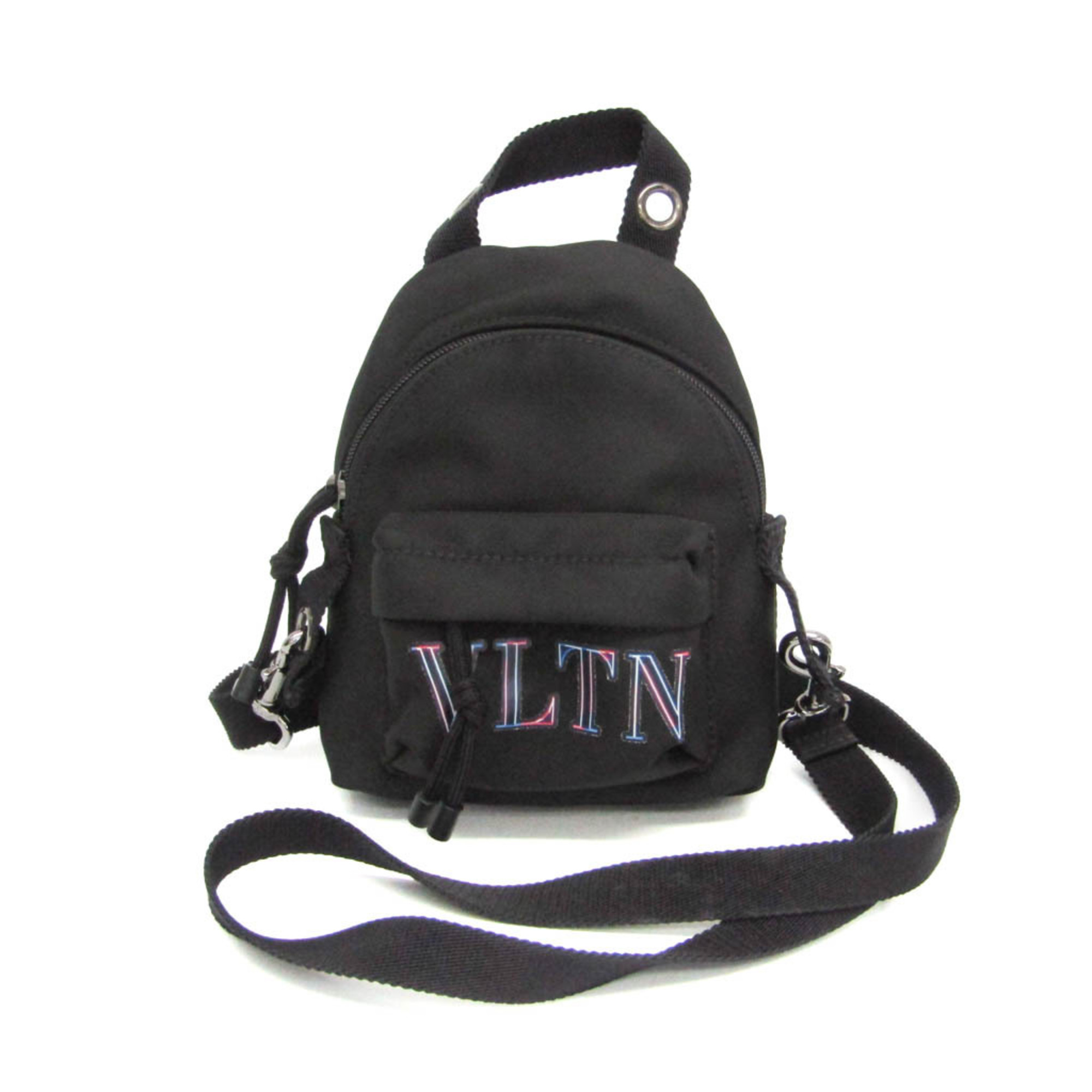 ヴァレンティノ・ガラヴァーニ(Valentino Garavani) VLTN リュック型 ショルダーポーチ メンズ,レディース ナイロン ポーチ,ショルダーバッグ ブラック【中古】