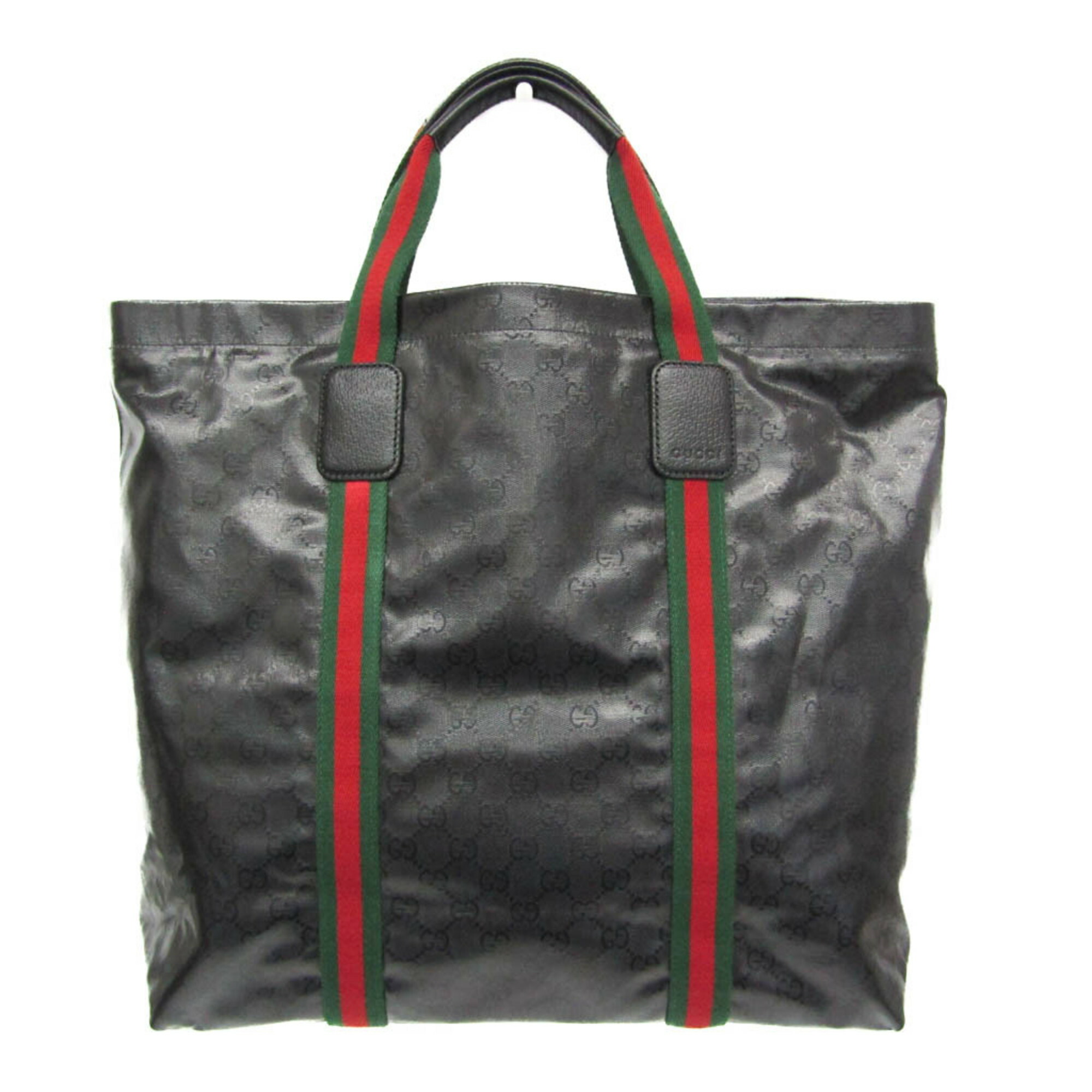 グッチ(Gucci) GGクリスタル ウェブ ストライプ ディテール付き ラージ トートバッグ 763287 メンズ,レディース GGクリスタル ハンドバッグ,トートバッグ ブラック【中古】