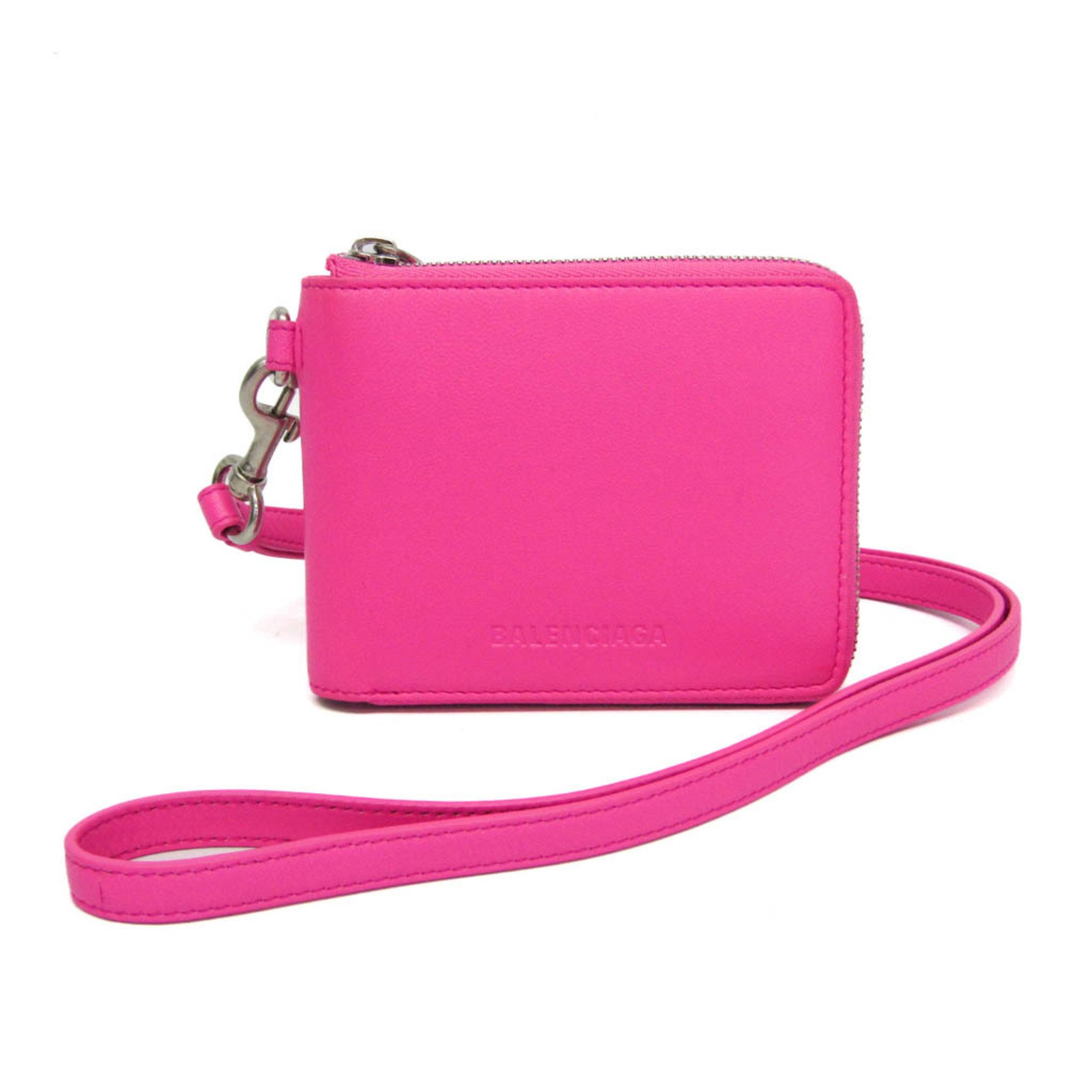 バレンシアガ(Balenciaga) エッセンシャル ミニウォレット 659224 レディース レザー 財布（二つ折り） ピンク【中古】