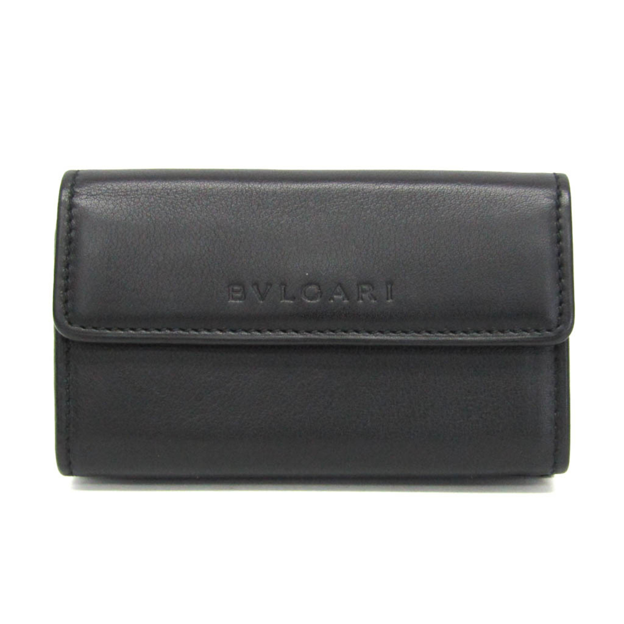 ブル小峡谷(Bvlgari) 四つ折り ミニ紙入れ メンズ,レディース なめし革 御釣り入れ・コインケース 黒いこと【中古】